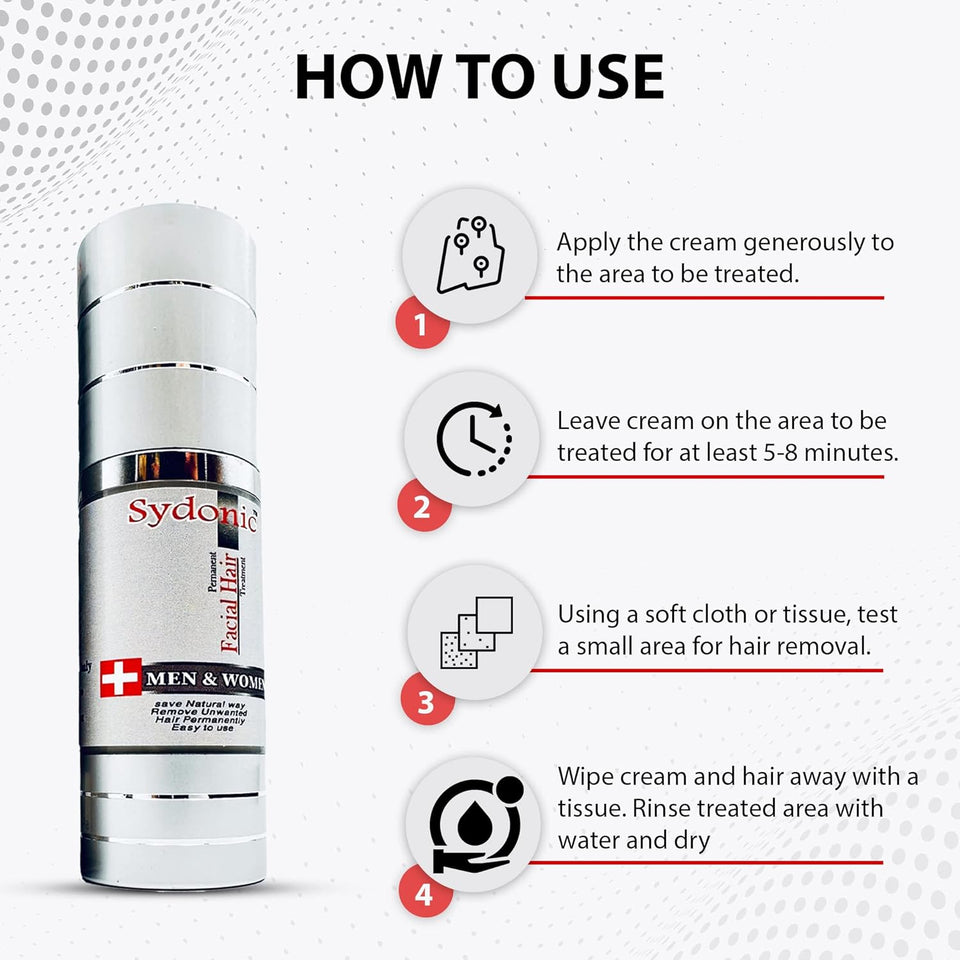 Sydonic Facial Hair Permanent Treatment Cream for Men and Women